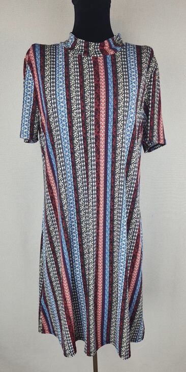 BCBGeneration Dresses & Skirts - BCB Generation Dress Womens L Striped mock neck boho shift funky fun festival